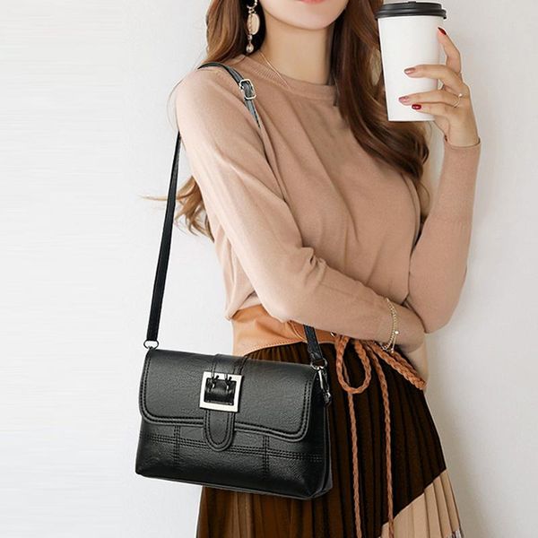 

2020 new ladies vintage crossbody bags pu leather fashion solid color cell phone holder female shoulder bag