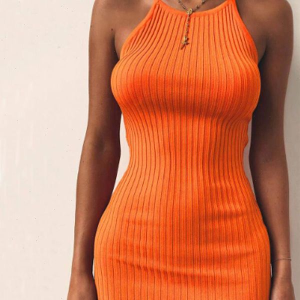 

womens ladies dresses summer sleeveless tank slim mini short knitted bodycon sundress 5 color female vestidos orange, Black;gray
