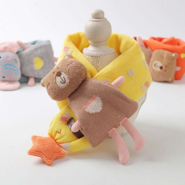 

cute children's scarf old wool knitting 1-6 years cartoon warm neck children autumn and winter, Red;brown