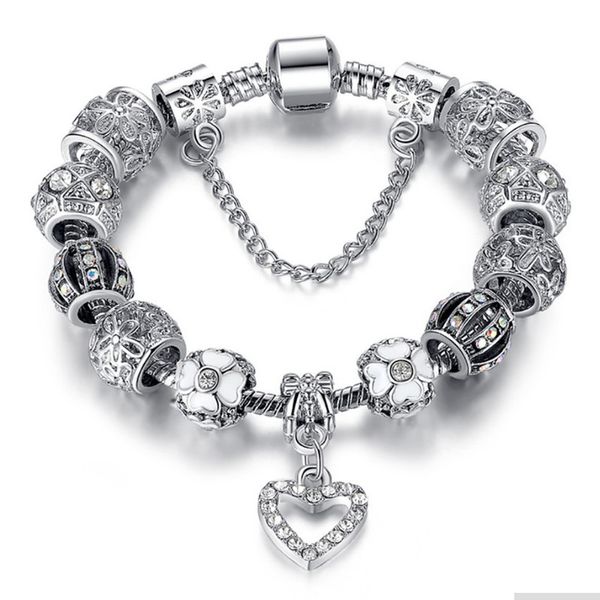

creative heart shape pendant bracelets personality alloy bangle bracelets female pandora charm bracelets wholesale, Black