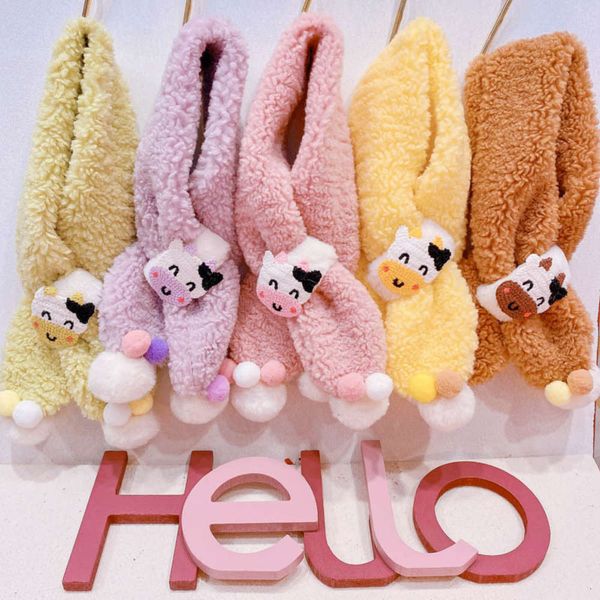 

calf color hd412a04 - cute lamb cartoon children's cross warm neck x3vs, Red;brown