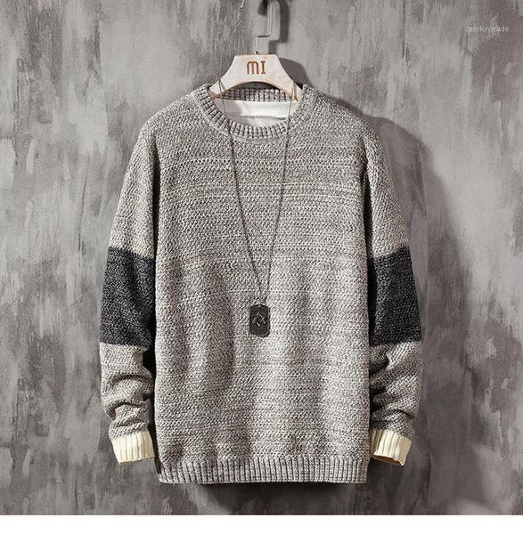 

men's sweaters aprilmomo 2021round neck sweater men japanese casual all-match loose autumn and winter trend men1, White;black