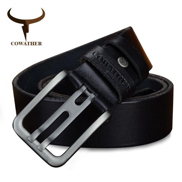 

cowather cow genuine leather belts for men fashion alloy pin buckle new design handwork 2020 new man belt ing, Black;brown