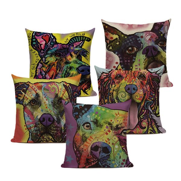 

colourful painted french bulldog bull terrier cushion covers custom printed cushion home sofa home decorative throw pillow cover