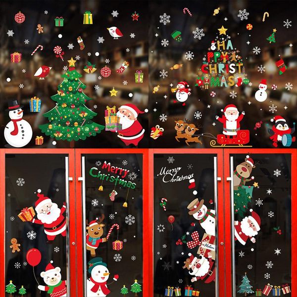 

merry christmas stickers santa claus deer xmas tree frozens snowflake wall window stickers ornaments navidad 2020 new year decor