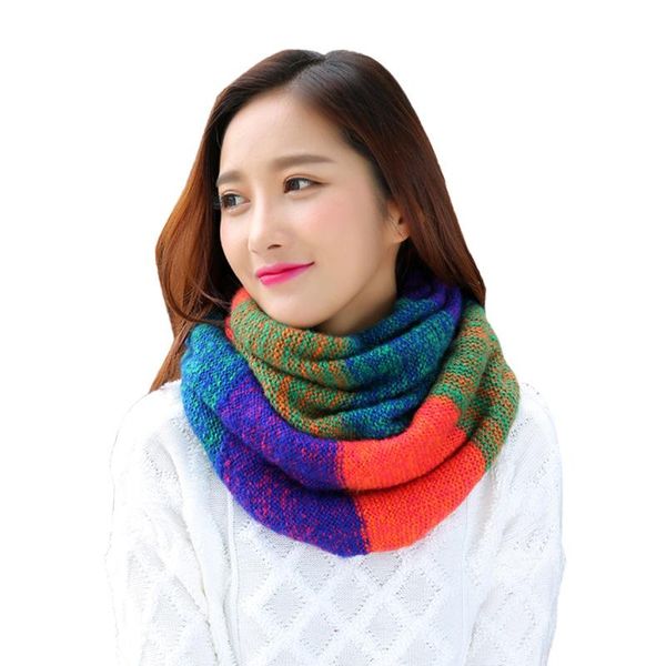 

scarves 2021 autumn and winter scarf women korean version of knitted bib ladies thick warm wool color collar, Blue;gray