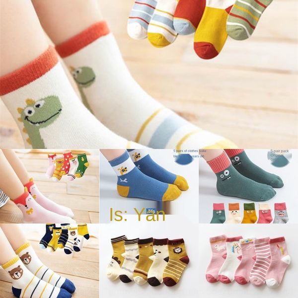 

5 пар чистого хлопка весны осень зима весна осень тонких носков стиль мальчики и girlsmiddle и большой boysbaby детских носков qrwo5, Black
