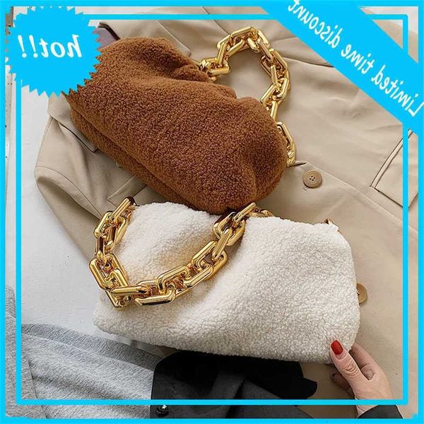 

classic pluche bags for women 2021 winter thick chain shoulder handbags travel clutch dame fashion lux women's handbag