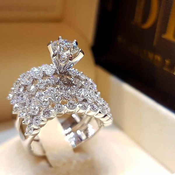 14k Gold Star-street-street-cravejado anel de diamante punk anel gemstone anel místico bizuteria 2 quilates gemstone topaz branco anéis y200321