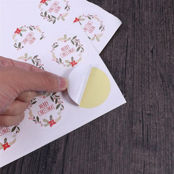 

60pcs рождественский подарок box мешок упаковки уплотнительная наклейки цветочные самоклеющаяся упаковочная наклейки для подарка xmas конвер