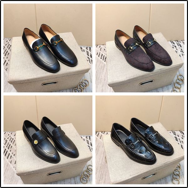 

luxury designer sheos 2020 men dress shoes business office lace-up loafers casual driving shoes men's flat party leather shoes, Black