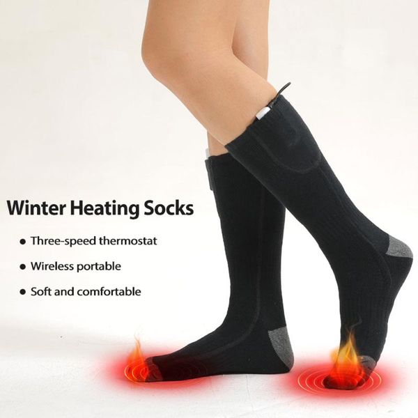 

sports socks winter heating electric heated rechargeable batterys for women men 3 level temperature setting, Black