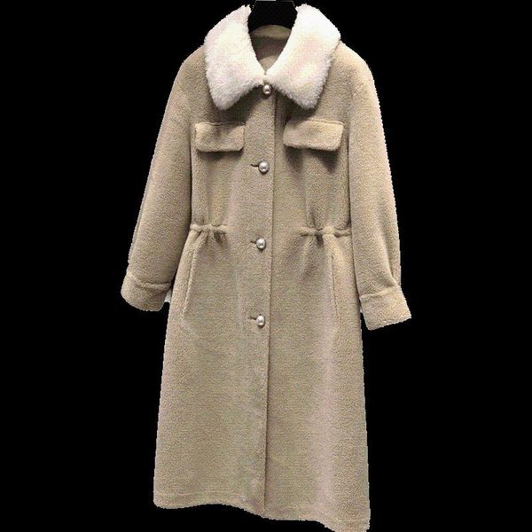 

women's fur & faux wool female real jacket autumn winter coat women clothes 2021 korean vintage sheep shearling long abrigo mujer, Black