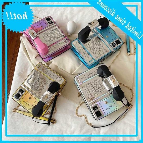 

retro simulated public phone chains women shoulder bags money clutch cups wedding evening diner towels crossbody purse