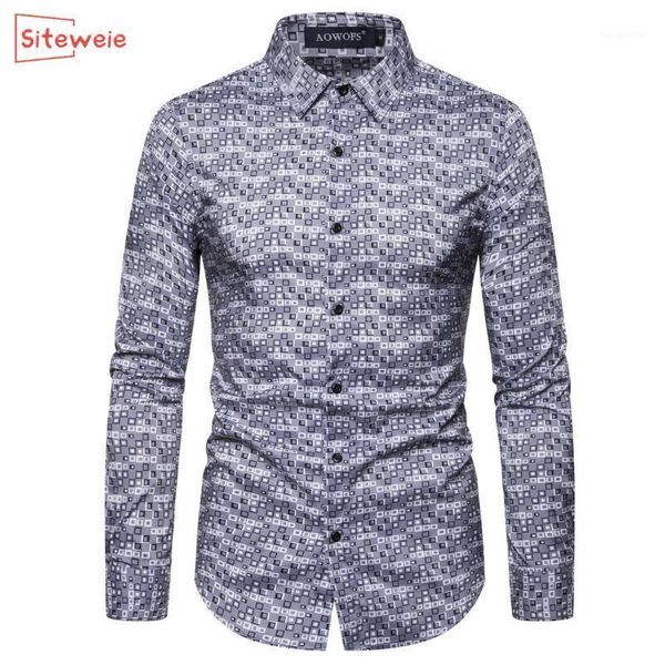 

men's casual shirts siteweie fashion mens long sleeve print turn-down neck harajuku male basic oversized masculina g4951, White;black