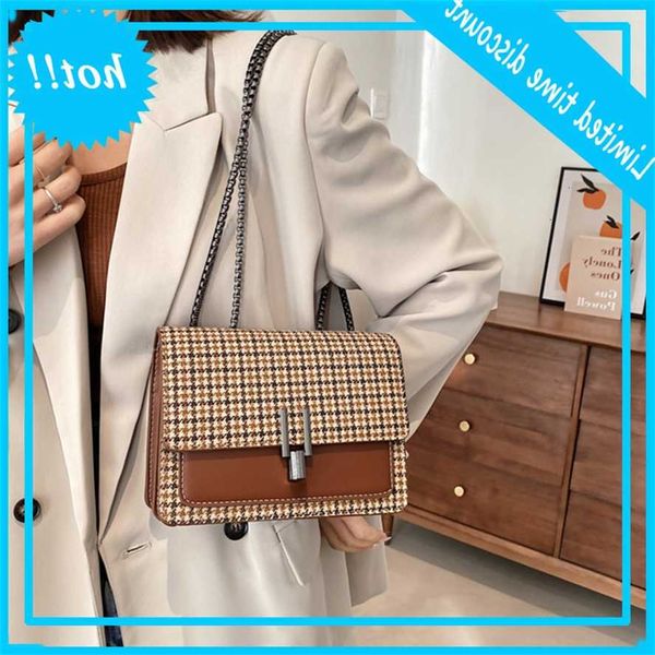 

fashion houndstooth chain shoulder for women 2021 new ladies handbags crossbody bags brand trend messenger bag women's wallets