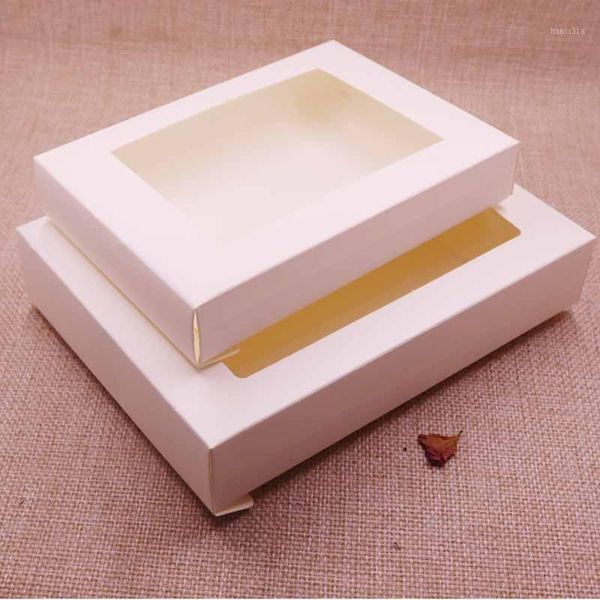 

vintage/ivory box kraft paper gift box package with clear pvc window candy favors arts&krafts display package 10pcs1