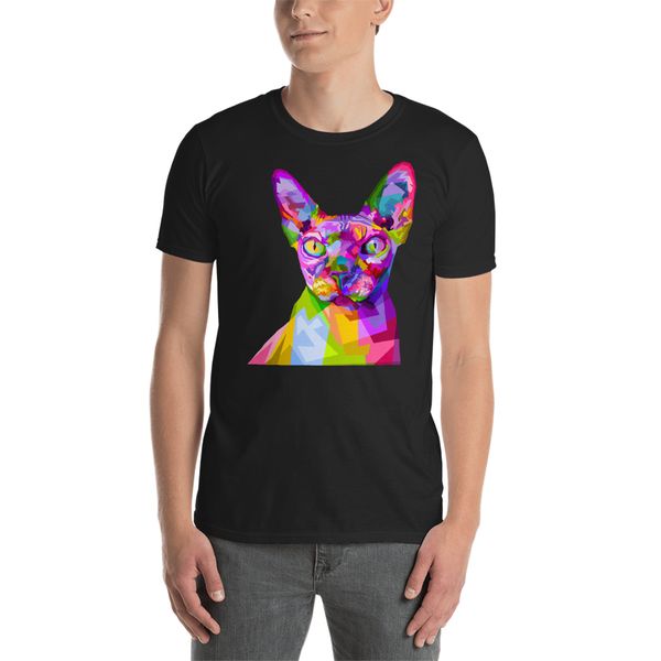 

abstract colorful sphynx cat pop art style - animal cats t-shirt shirt vintage graphic tee shirt sport hooded sweatshirt hoodie