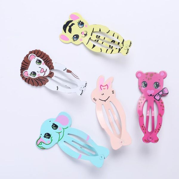

10pcs animal print hair clip hair accessories headwear for girl children snap hairpin painte metal hair clamp 5.3cm color mixing wmteyd, Slivery;white