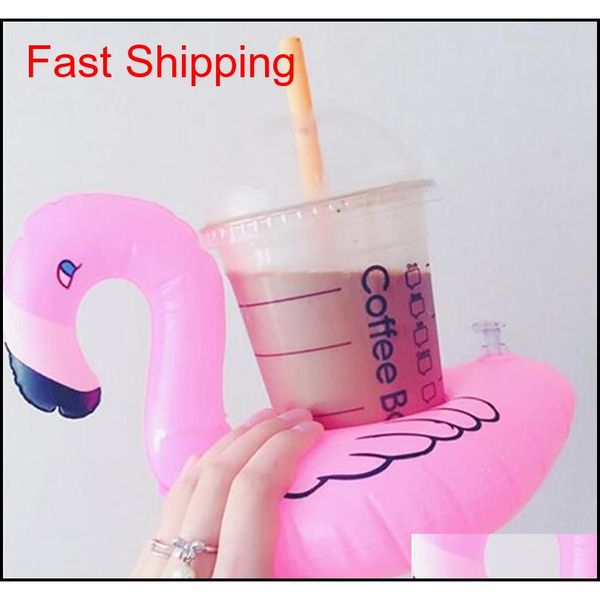 

inflatable flamingo drinks cup holder pool floats bar coasters floatation devices children bath toy small size xrrwn