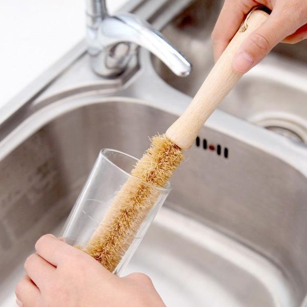 

kitchen cleaning brush natural coir brush hemp fiber non stick skillet brush oil degreasing dish washing cup pot h jllmed