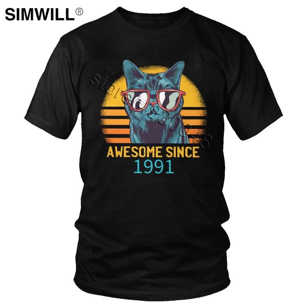 

retro awesome since 1991 for summer tee o neck short sleeve 29th birthday gift cat lover tee sport hooded sweatshirt hoodie men t shirt