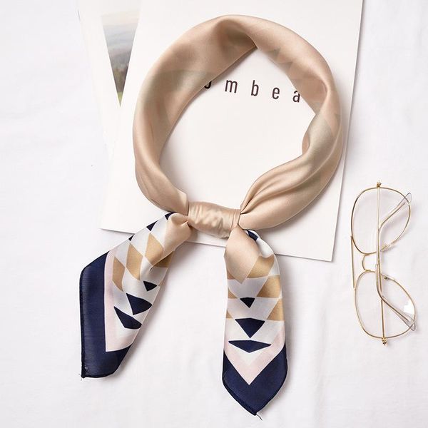

bandanas 70*70cm fashion women small print silk scarf striped headwear handle bag ribbon brand scarves squares s, Blue;gray
