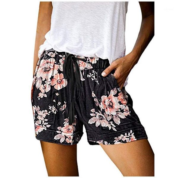 

women fashion spring shorts comfy drawstring casual print elastic waist pockets shorts #37%1, White;black
