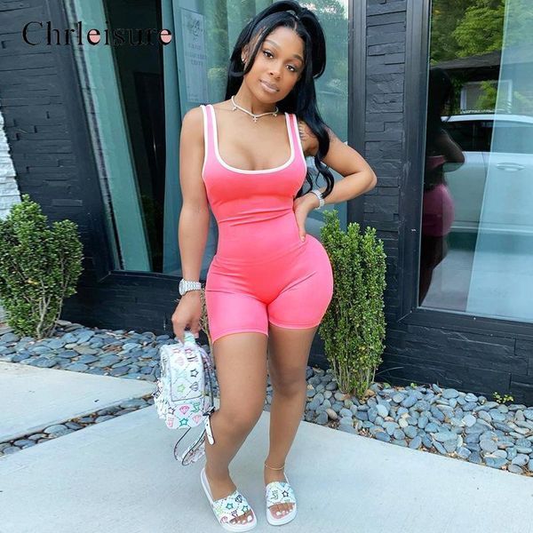

biker shorts rompers women 2020 summer fashion strap tie dye fitness sleeveless bodysuit bodycon activewear backless romper c1019, Gray