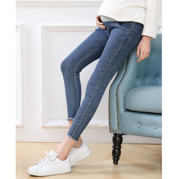 

maternity jeans ninth pants maternity clothes for pregnant women clothes skinny denim stretch jeans pregnancy pant spring summer, White