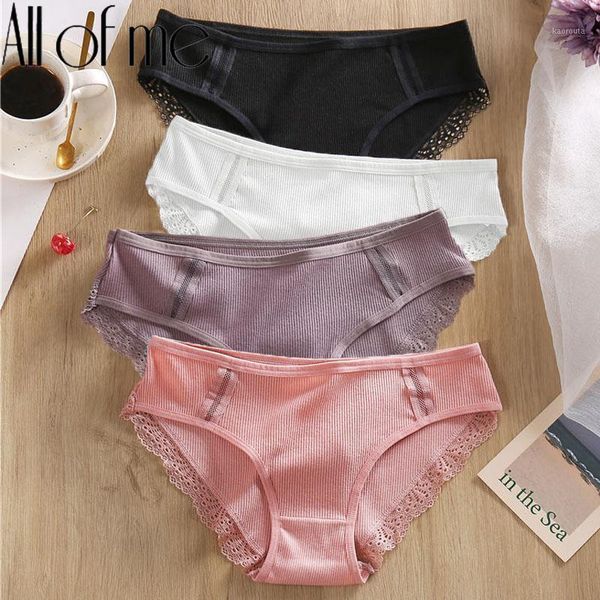 

women cotton panties female underpants underwear intimates lingerie lace briefs comfortable cotton 6 solid color pantys1, Black;pink