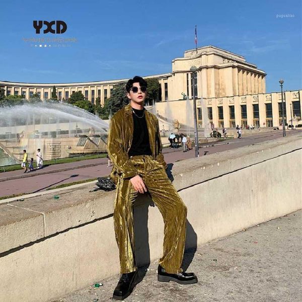 

men clothing autumn high end customized fashion crumpled velvet loose vintage pants men's solid straight trousers casual pants1, White;black