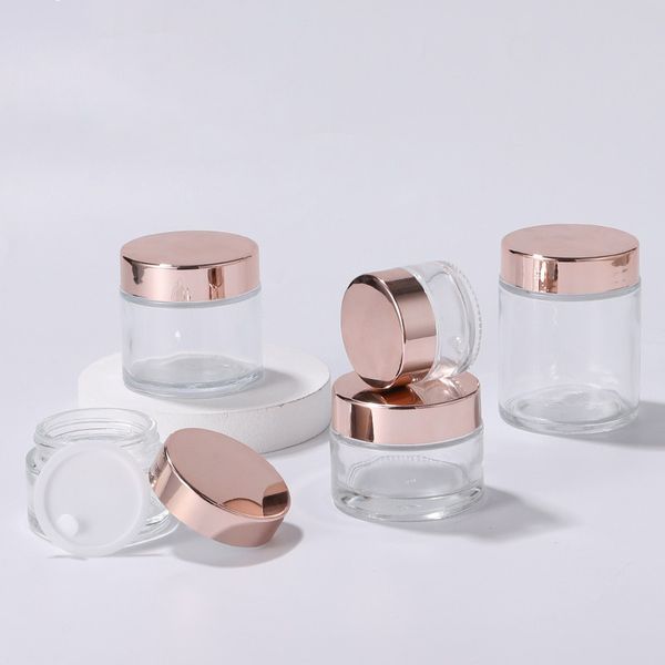 1pc Frosted Glas Jar Kosmetische 5-100G Kosmetische Gläser Roségold-Lid-Flasche Cream Container leer