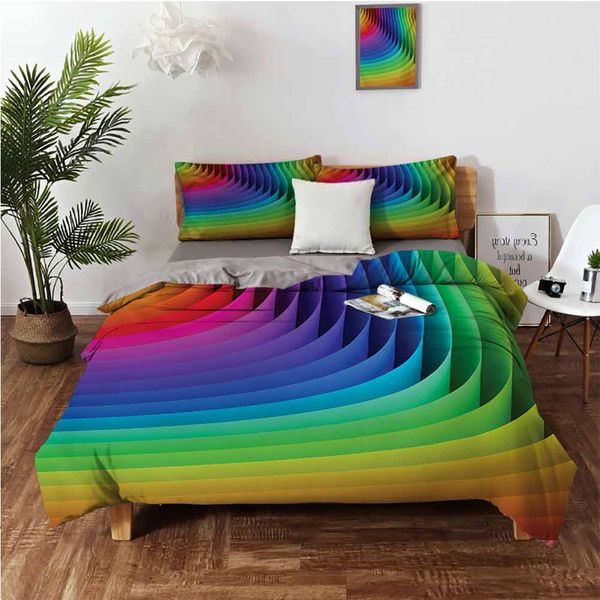 

psychedelic color wave futuristic style radiant b hue curls graphic artworkbedding 3-piece set