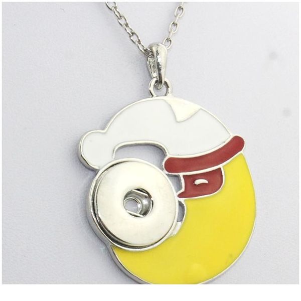 

2016 metal snap button jewelry christmas gift santa claus pendant necklace oem, odm n251 (fit 18mm snaps) watches womme bbyhjs, Silver
