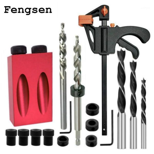 

15 degree oblique hole locator angle drilling locator aluminium woodworking drill bits jig clamp kit guide wood hand tools1