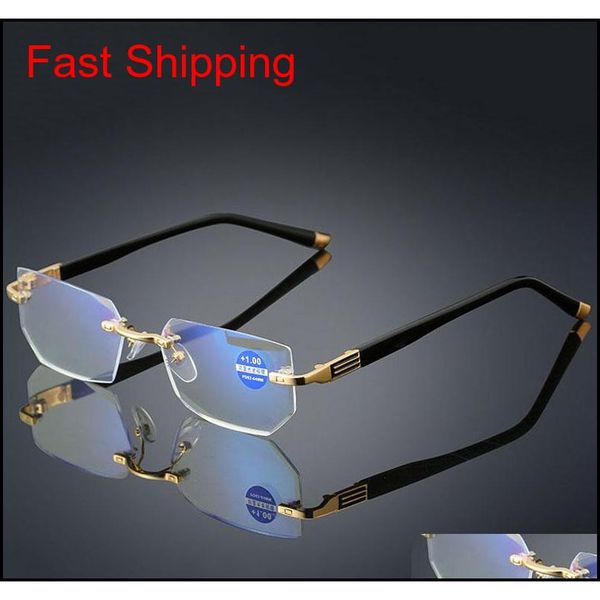 

new anti-blue light reading eyeglasses presbyopic spectacles clear glass lens rimless glasses frame of glasse qylywb bde_luck