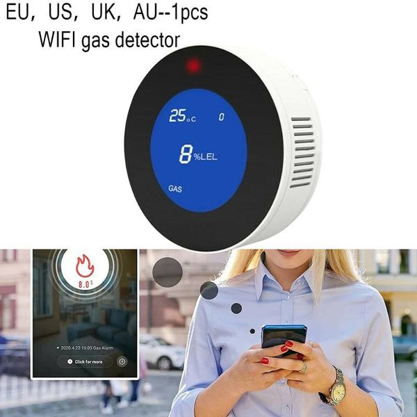 Analizzatori di gas 1PC DC5V WiFi rilevatore di combustibili rilevatore di fumo e incendio con display LCD per petrolio liquefatto naturale CH4