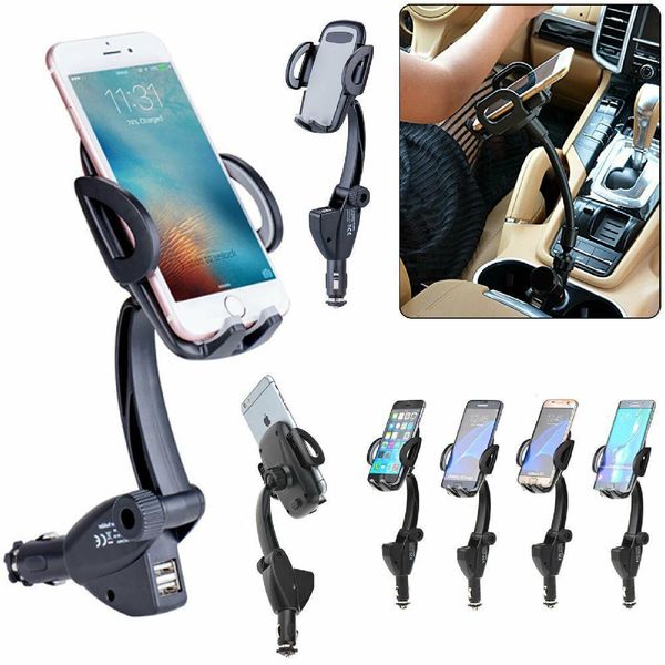 

dual usb ports car cigarette lighter charger mount holder mobile bracket for cell phone gps