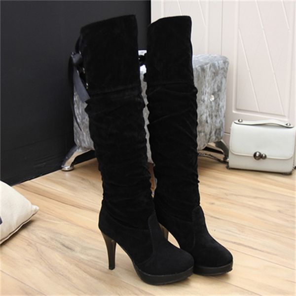 

autumn 2021 new leather knee women high boot mujer white boots jyvo, Black