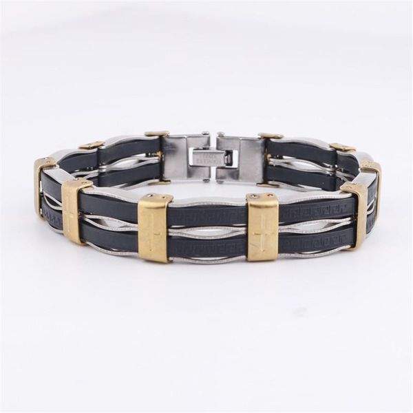 

md metal cross bracelet stainless steel titanium steel bracelet bicycle motorcycle, Black