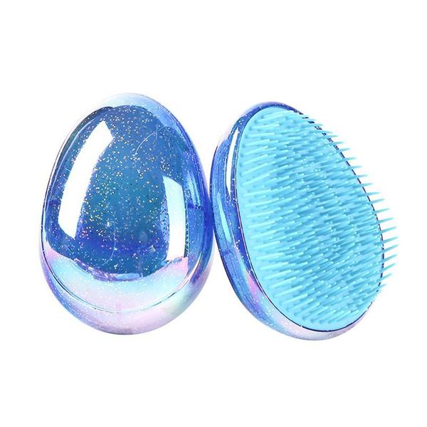 

portable cute mini hair comb egg shape bling powder anti-static hair brush combs hairdressing styli sqcvqe, Silver