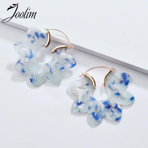 

hoop & huggie joolim jewelry wholesale/7 colors flower resin earring pretty earrings for women 2021 spring1, Golden;silver