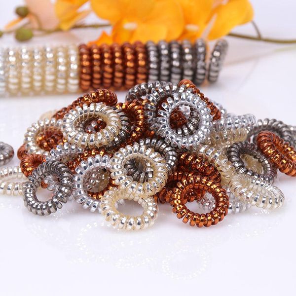

3.6cm hair scrunchie plastic transparent telephone wire elastic hairbands hair accessories for women sqcelr beauty888, Silver