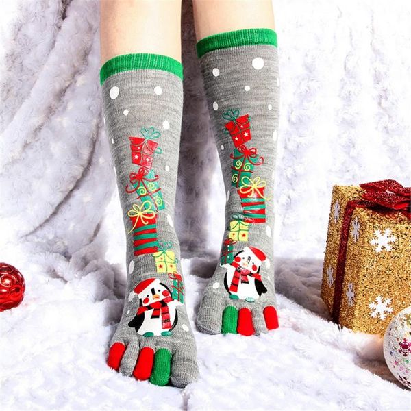 

2020 new fashion women funny cartoon printed toe socks cotton five fingers socks casual soft women christmas sock 102#3, Black;white