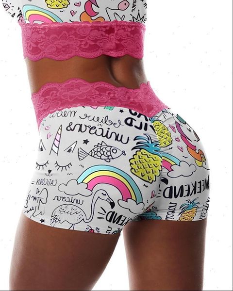 

womens cute cartoon print shorts pajama womans pajamas shorts home casual fashion shorts drop shipping, White;black