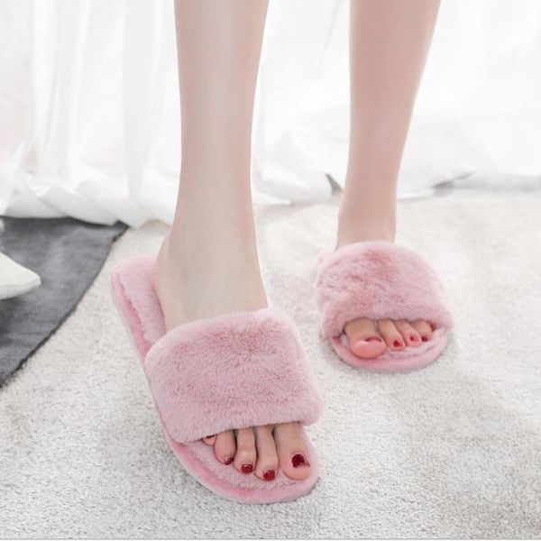 

slippers 2021 arrival winter wool warm indoorhome fur house shoes, Black