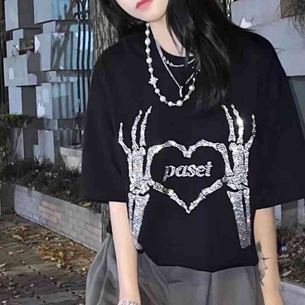 

women's t-shirt harajuku woman tshirts short-sleeved t- loose t y2k s for women graphic tee 8wdc, White