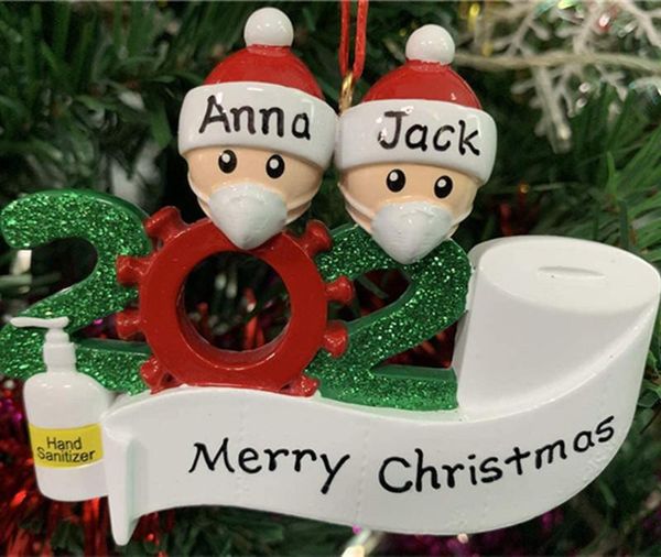 

quarantine christmas decoration birthdays gift product personalized family of 4 ornament pandemic with face masks hand sanitized ooa8910