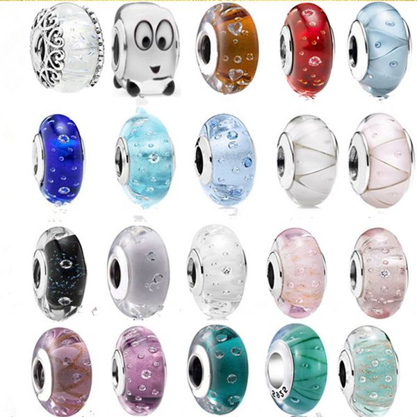 

925 sterling silver charm classic bubble glass charm beads for pandora bracelet diy ladies fashion luxury jewelry, Black